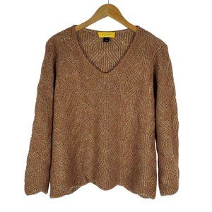 St. John Brown V-Neck Sweater